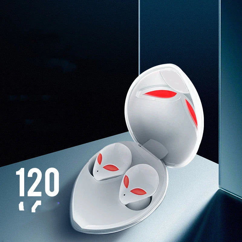 Creative Outer T8 Starman Bluetooth Headset in white and black colors with wireless charging case