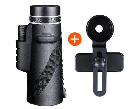 Black HD 40x60 monocular telescope for mobile phones with 40X magnification and waterproof design