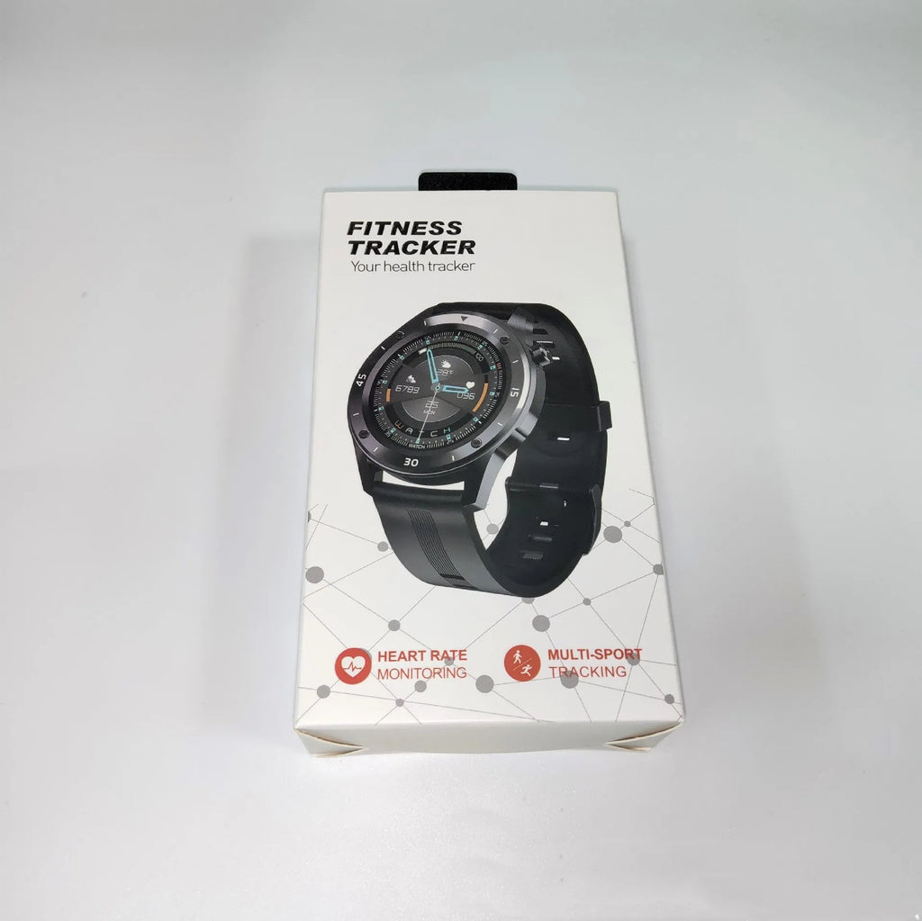 F22 smartwatch with coloured strap on wrist, showing 1.54-inch touchscreen display.