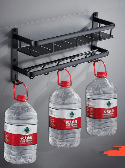 Nordic minimalist black bathroom vanity shelf with three floors for storage