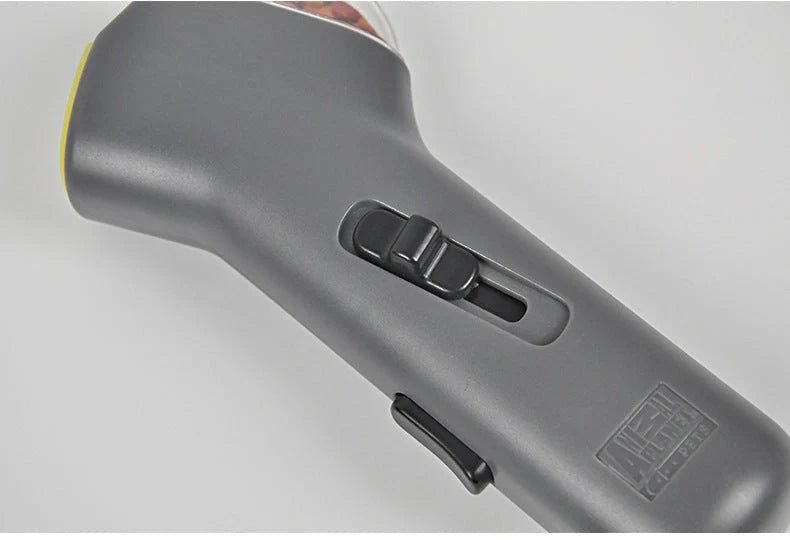 Dog Training Snack Launcher in grey, dimensions 18cm x 7.5cm x 3.5cm