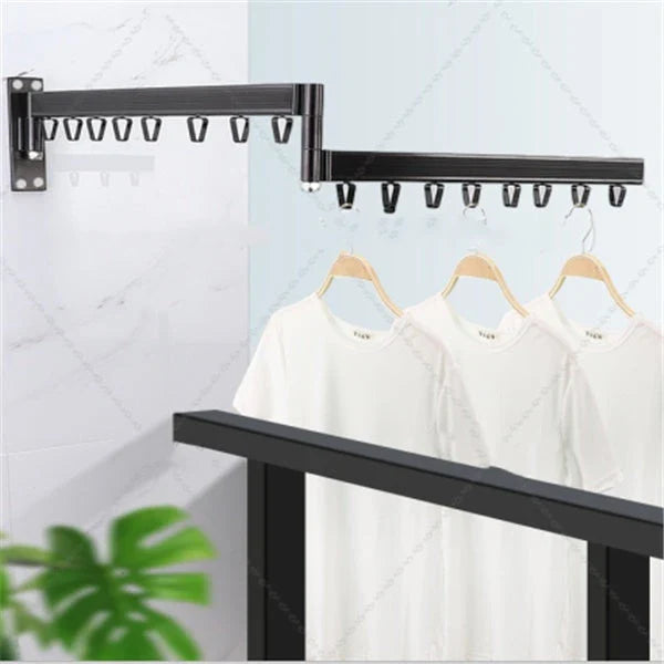 Versatile wall-mounted foldable aluminium alloy drying rack with track system for secure clothes drying