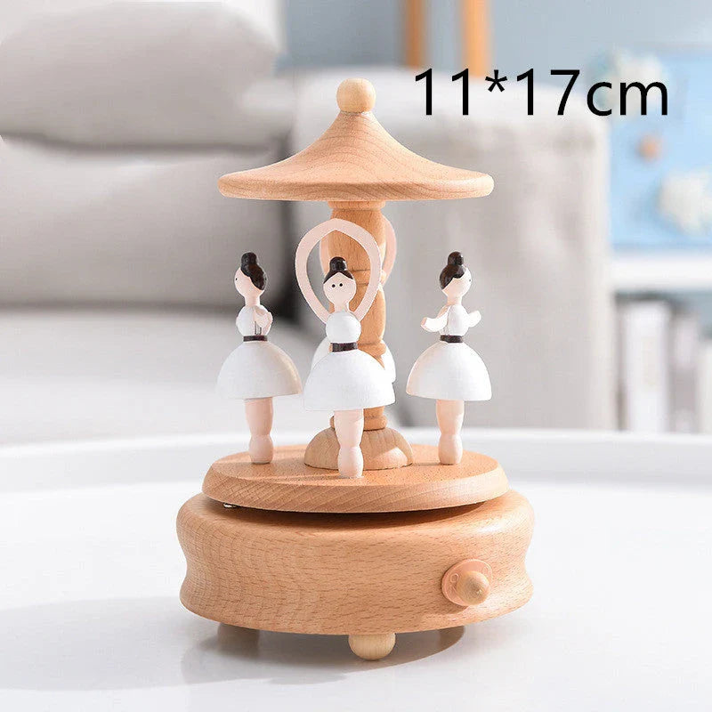Innovative rotating wooden music box with Yunsheng movement, European-style design