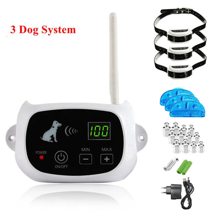 Wireless Electronic Pet Fence System with adjustable boundary and waterproof collar