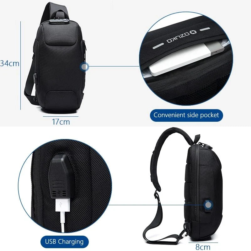 Multifunctional shoulder bag with anti-theft and waterproof features in various colours