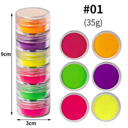 6-colour fluorescent pearl powder set, 1g glitter portions for firework blooming effects in crafts