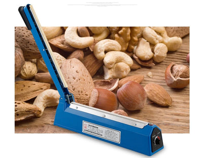 Manual heat sealing machine in blue for sealing plastic and foil bags