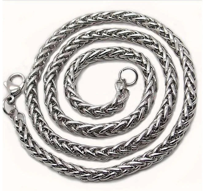 Men's stainless steel punk style chain necklace with geometric pattern