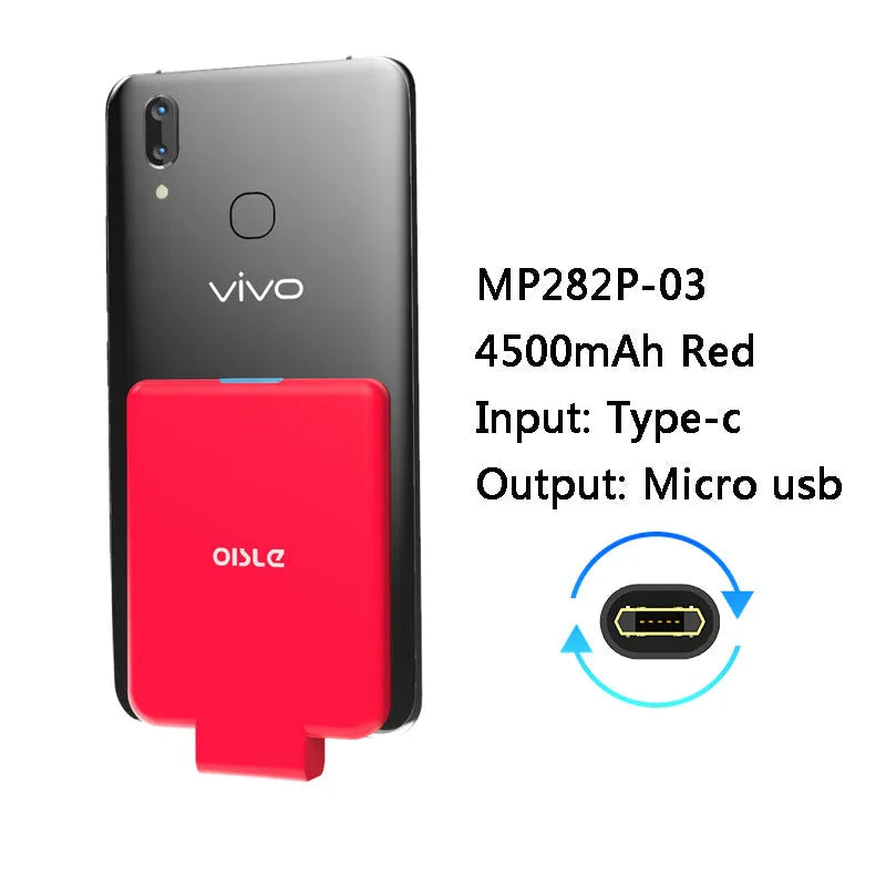 MP282P 4500mAh back clip battery pack in black white blue pink and red colour options