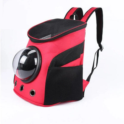 Astronaut-inspired pet carrier backpack with spacious compartment for cats and dogs