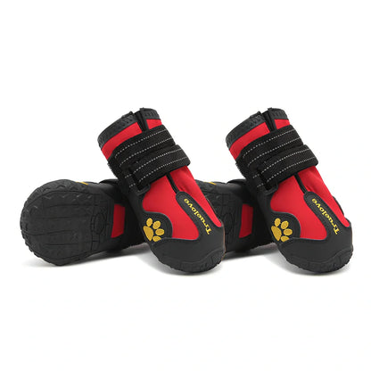 Pair of black non-slip dog shoes with velcro straps, waterproof and luminous, size 5.8 cm for large breed paws