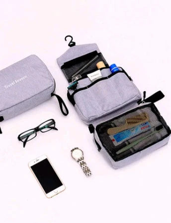 Versatile Travel Organizer Bag with Hanging Hook and Multiple Compartments for Organized Storage