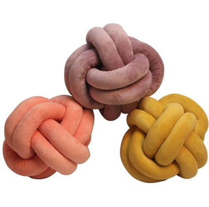 Knotted Plush Ball Design Round Throw Pillow in assorted colours and sizes