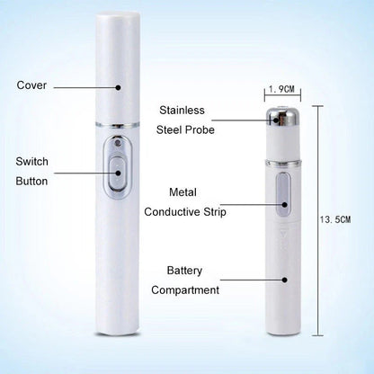 Blue Light Therapy Pen for treating acne, scars, and wrinkles with precise blue light, warming, and microcurrent technology