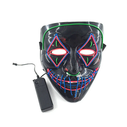 Halloween LED Glowing Mask in pink and green with EL cold light technology