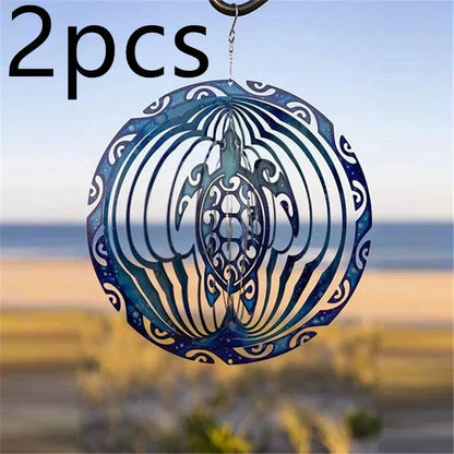 3D Ocean Blue Turtle Wind Chime hanging decor with sea turtle design