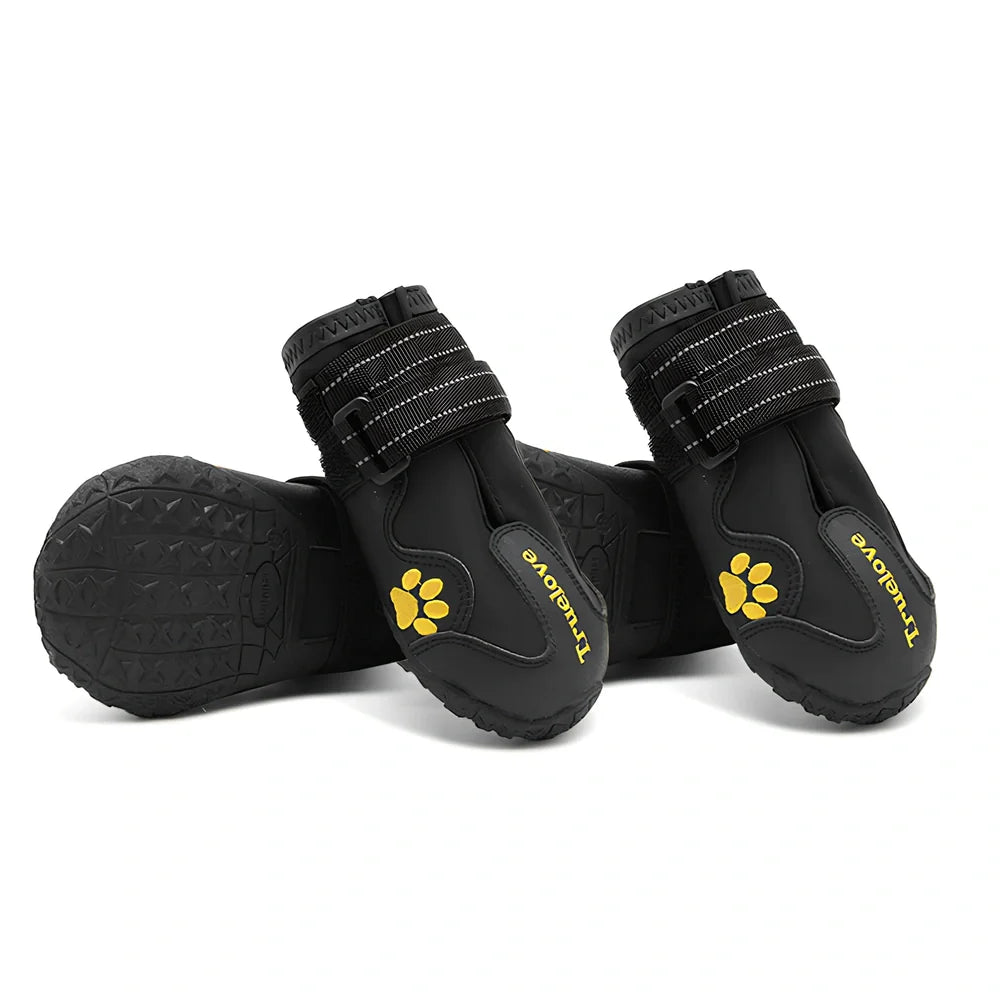 Pair of black non-slip dog shoes with velcro straps, waterproof and luminous, size 5.8 cm for large breed paws