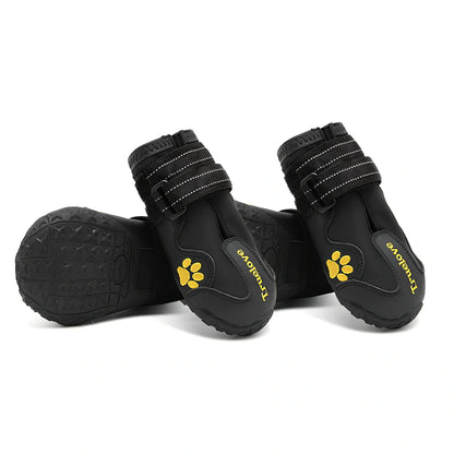 Pair of black non-slip dog shoes with velcro straps, waterproof and luminous, size 5.8 cm for large breed paws
