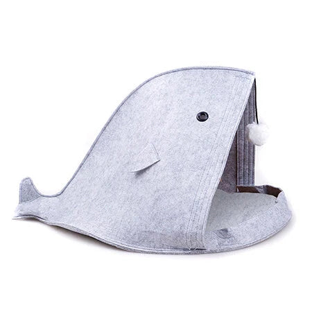 Foldable Felt Pet Nest in grey and blue, eco-friendly and washable pet bed