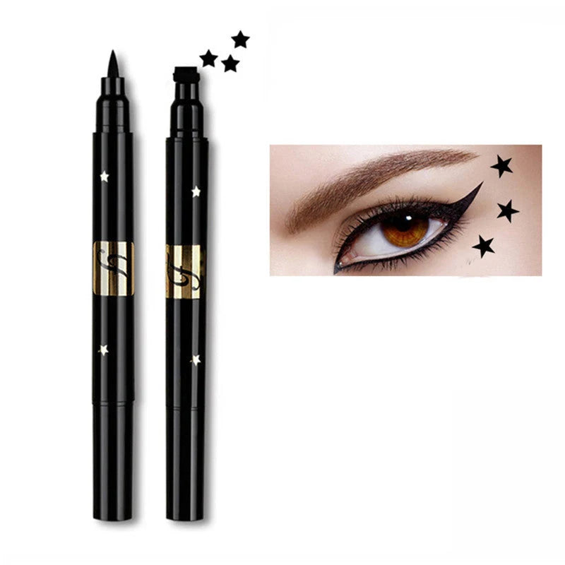 Double-headed black eyeliner with heart, star, and moon stamp options