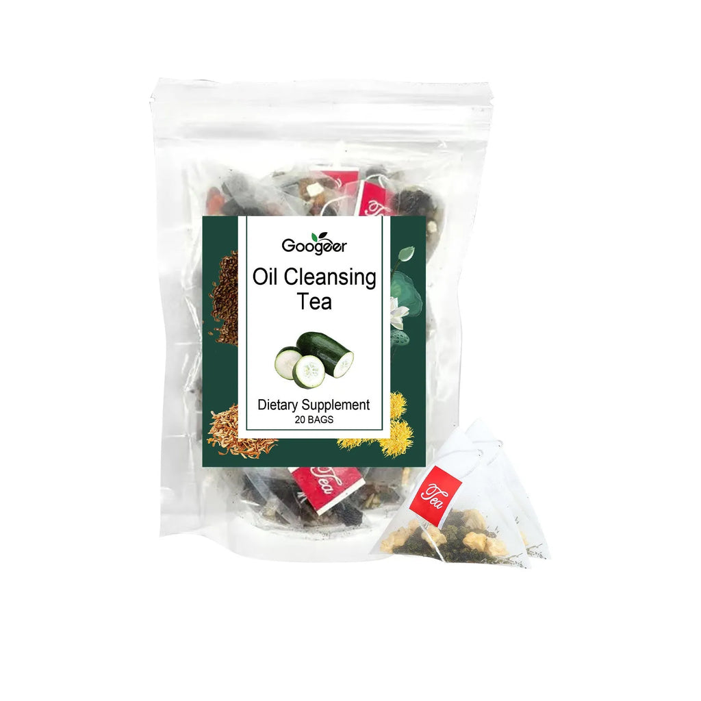 Googeer oil cleansing herbal tea pack with 20 individual tea bags containing wax gourd lotus leaf blend