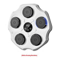 Black Bluetooth music-responsive boxing wall target mounted on a wall with boxing gloves.