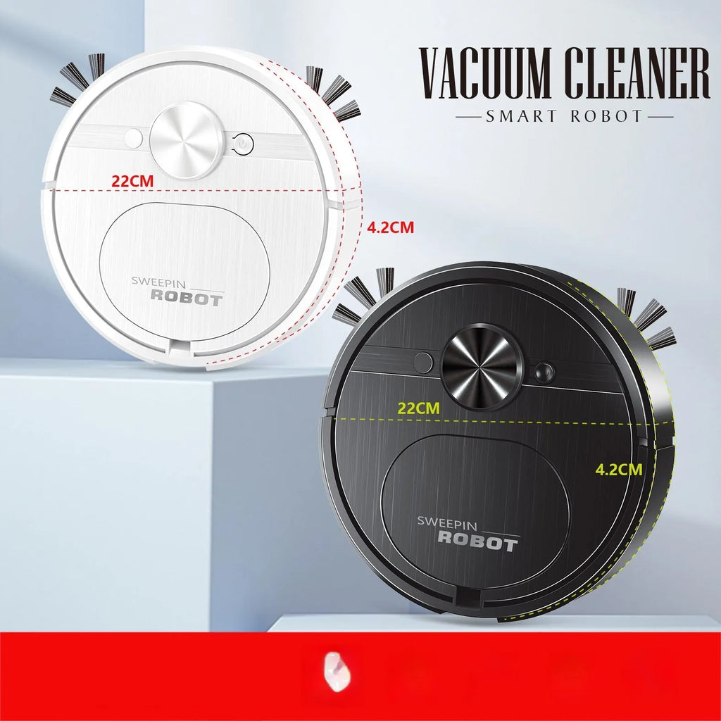 8023 Series robot vacuum cleaner and mop in black or white, with charging cable and cleaning accessories.