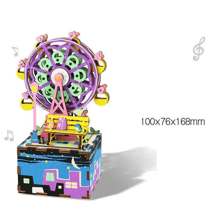 DIY 3D Kitty Ballet Wooden Puzzle Game with moveable music box, perfect for creative assembly and decoration