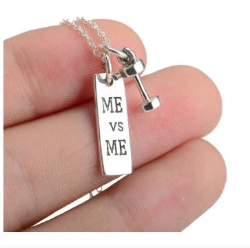 925 sterling silver ME vs ME dumbbell necklace with choice of 18-inch or 16-inch chain