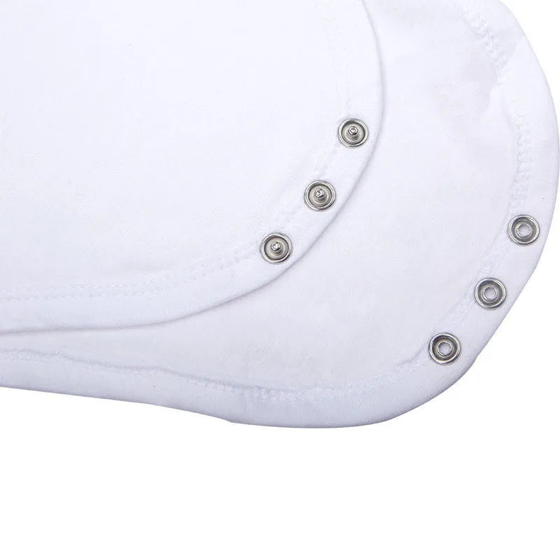 White baby jumpsuit romper with elasticated fit for infants and toddlers, sizes S to 3XL