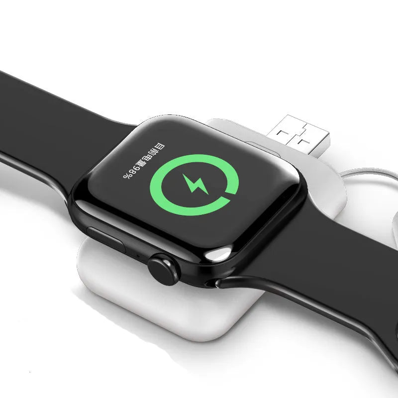 White magnetic wireless charger power bank for Apple Watch 1-5, 1000 mAh, compact size