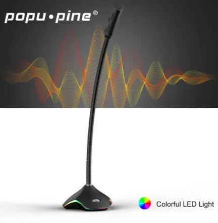 Black wired condenser microphone on an adjustable stand with a detached foam windscreen.