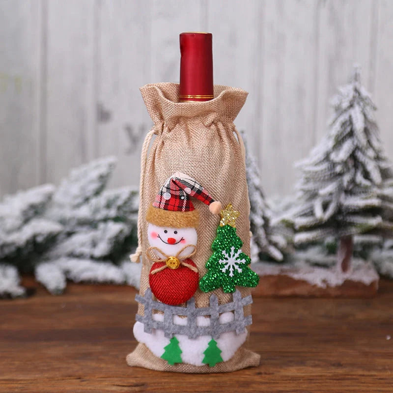 Festive Christmas wine bottle socks in vibrant holiday designs