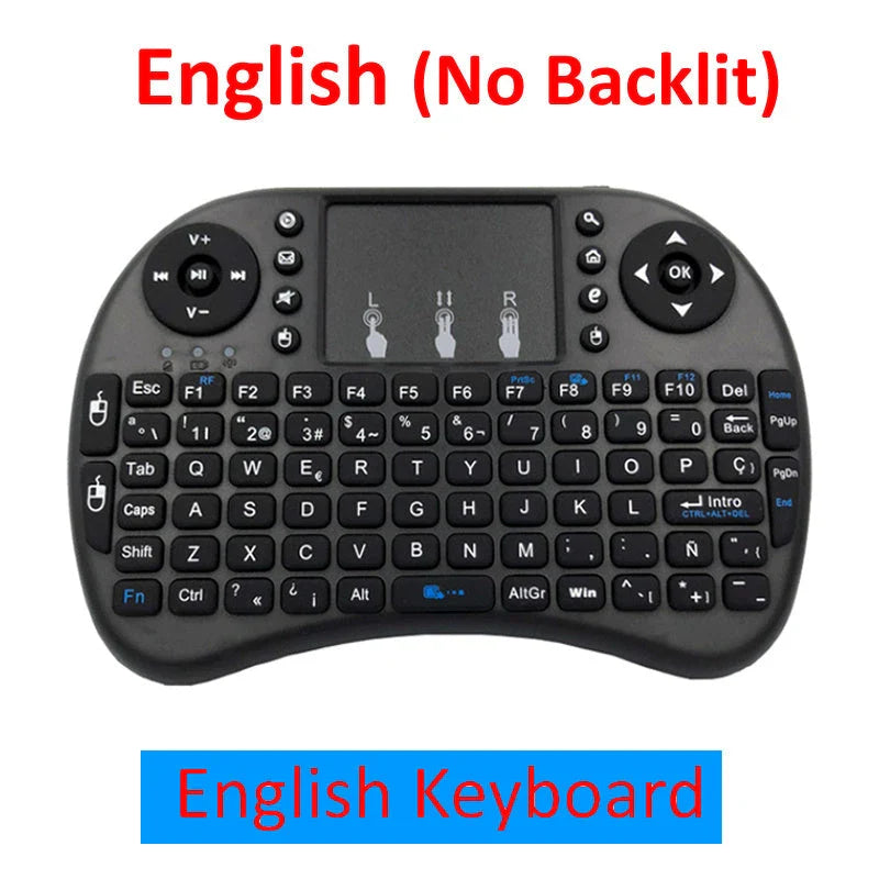 Wireless Mini Keyboard with larger touchpad and dual mouse buttons in black