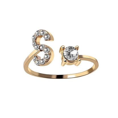 Elegant 26-letter adjustable initial ring in gold, silver, and rose gold finishes