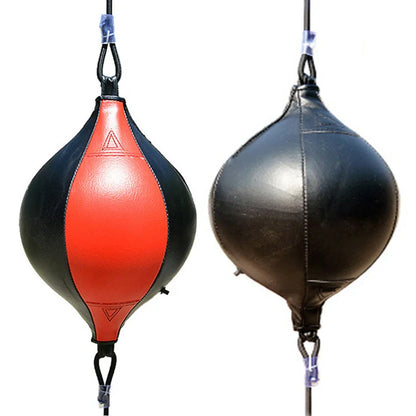 Black boxing speed ball with 40cm length hanging from elastic ropes with inflator and hooks