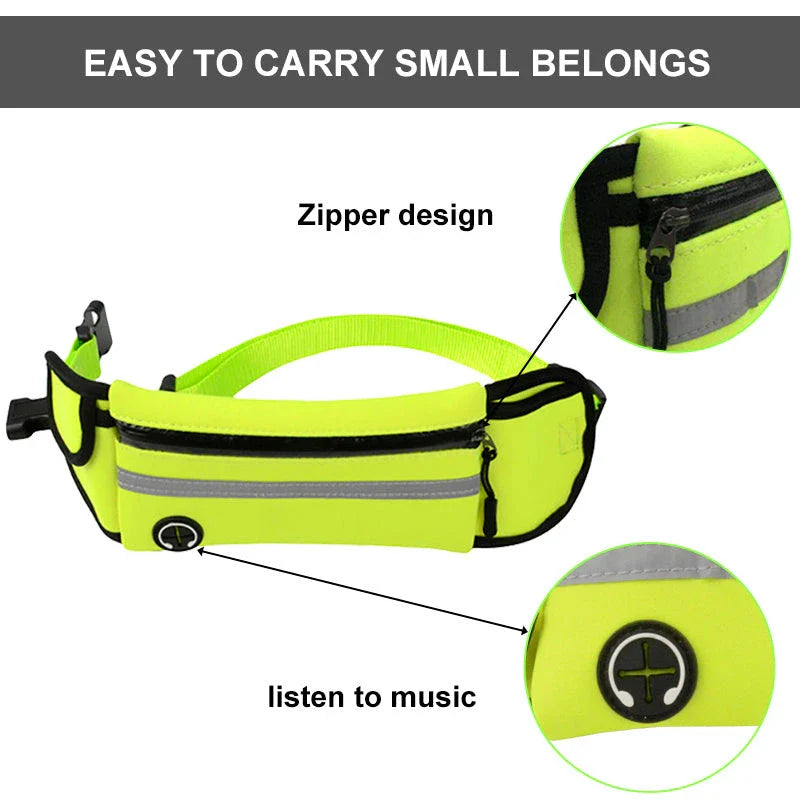 Waterproof reflective pet running waist bag with adjustable traction rope