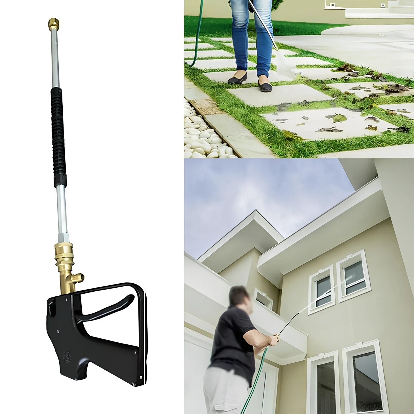 Copper-head high-pressure water gun with extended nozzle for car washing and garden cleaning