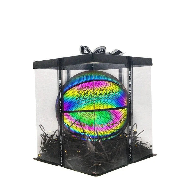 Glowing luminous fluorescent basketball with unique reflective effects for night games