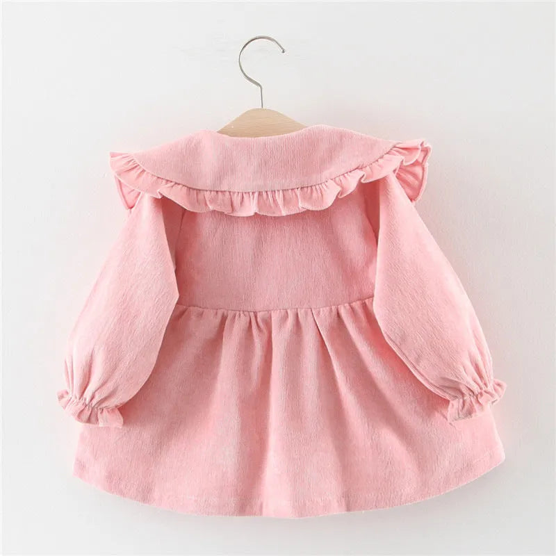 Baby girl bow corduroy dress in cotton fabric, available in multiple colours and sizes 70-100cm