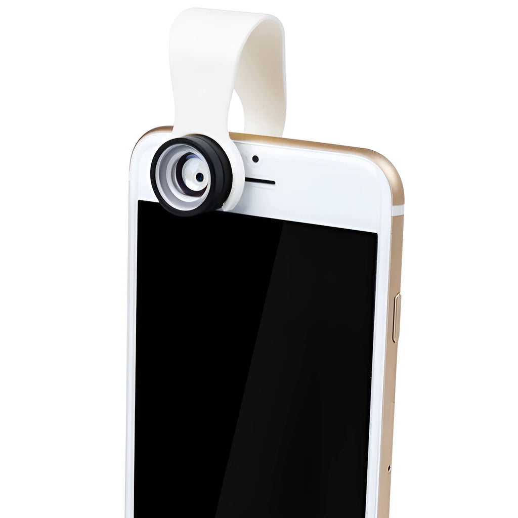 Macro phone lens with aluminium shell and clip, black colour option