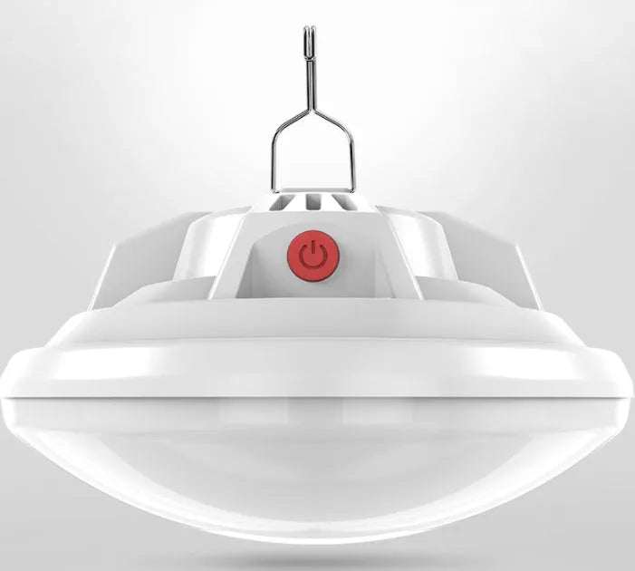 LED multifunctional camp light with charging capability and adjustable illumination radius