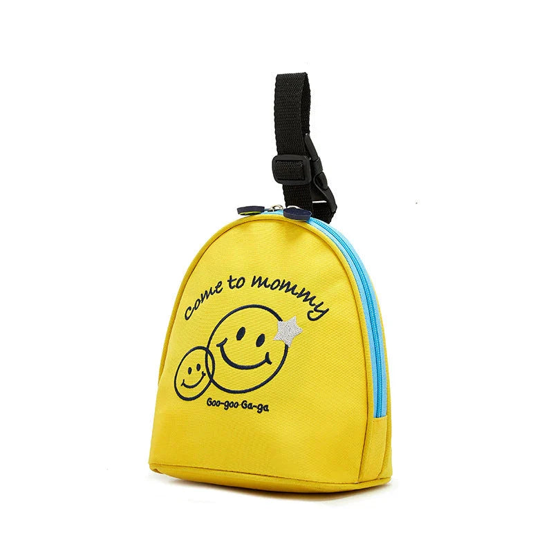 Insulation hand bag with cute embroidery and zipper opening