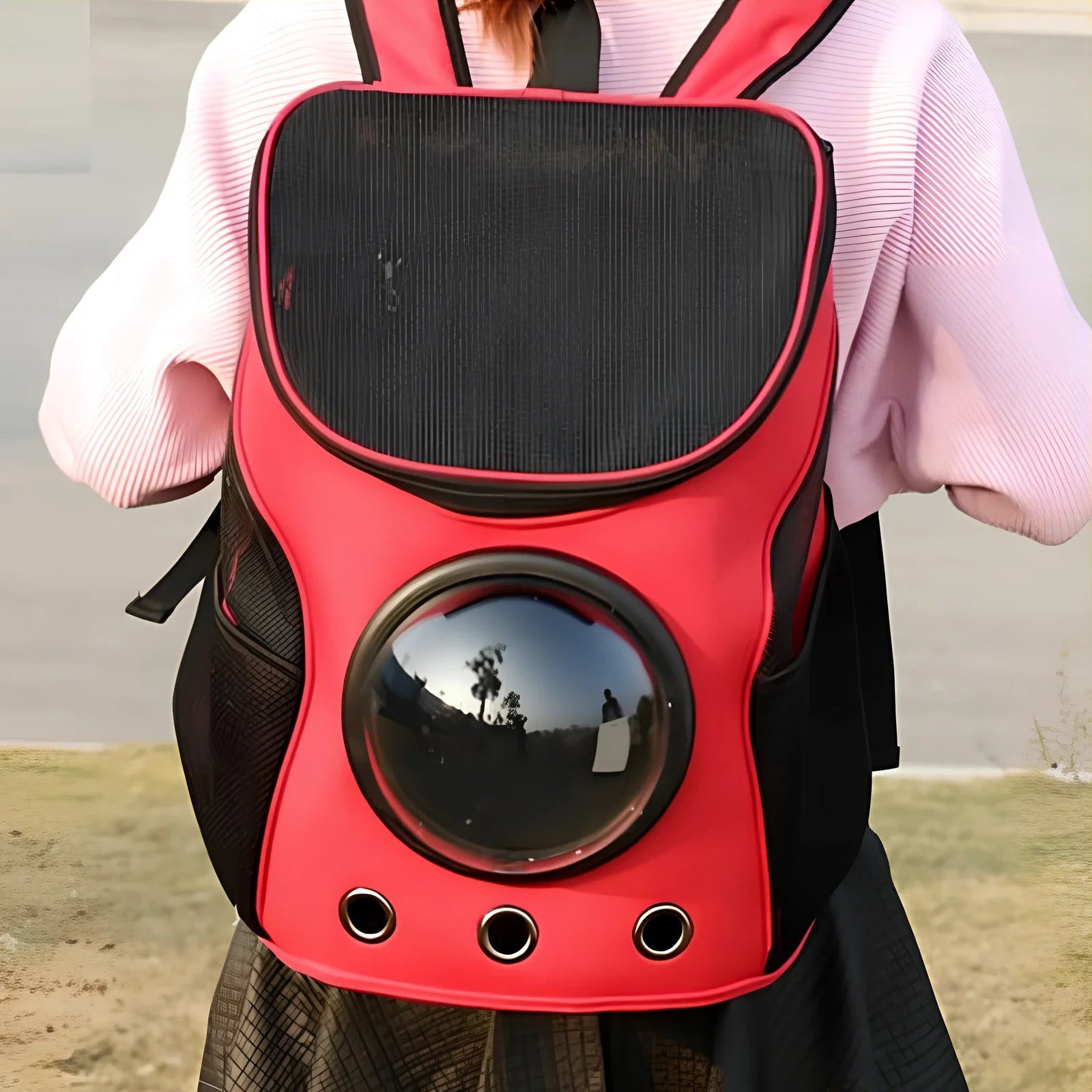 Blue Cat&Dog Astronaut Capsule Backpack, 35x36x27cm pet carrier with transparent window for secure travel