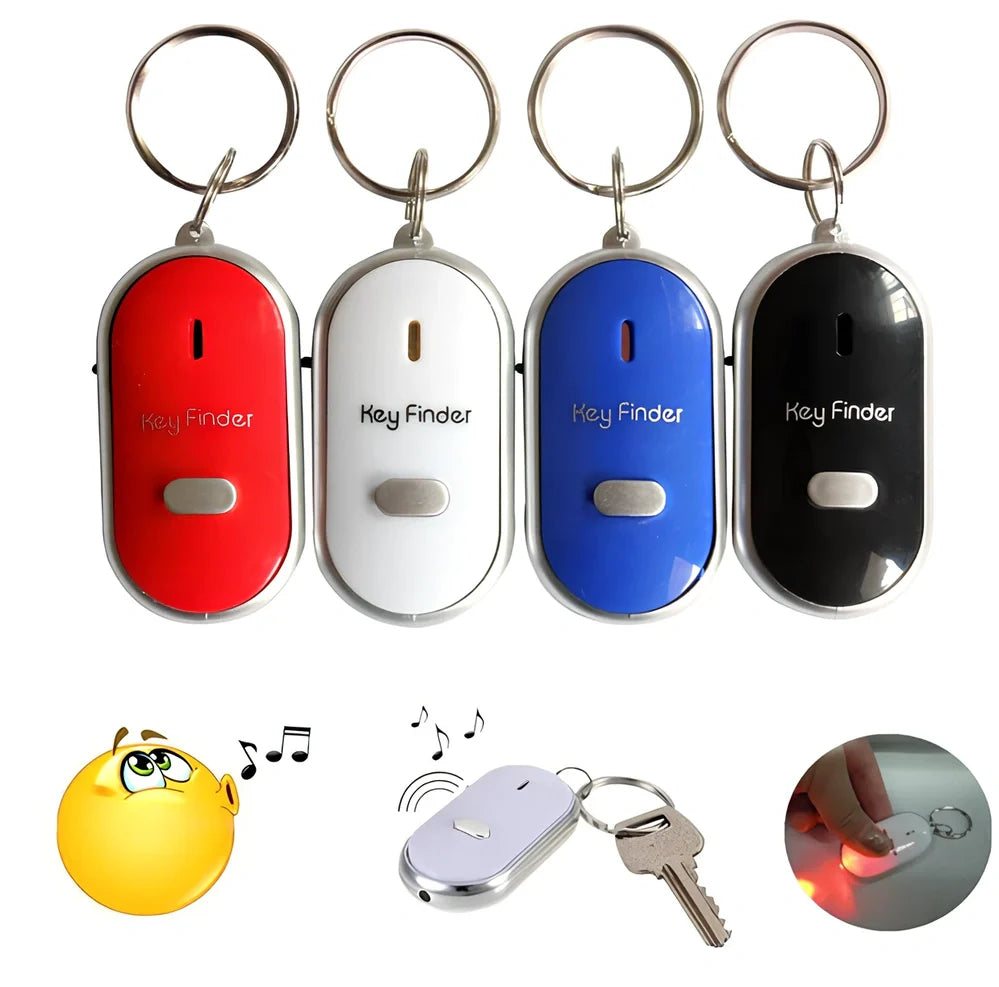 Black whistle key finder device, 5.5 cm size, ABS build for 8-10m lost key detection