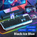 Mechanical feeling wired keyboard and mouse bundle with backlighting in black and white colour options