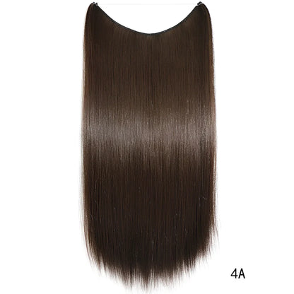 22 inch invisible wire silky straight synthetic hair extensions, 55cm length 80g weight no clips