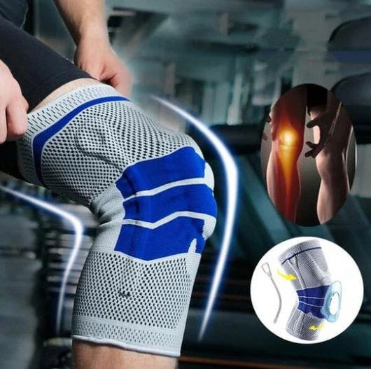 Nylon knee sleeve with anti-slip bands for sports and fitness support
