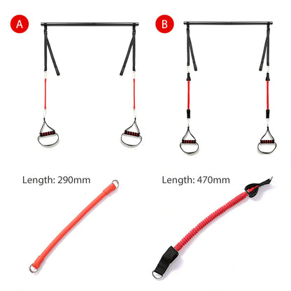 Body workout trainer bar with 100cm pole, adjustable emulsion resistance bands and rubber buckles for home strength exercises