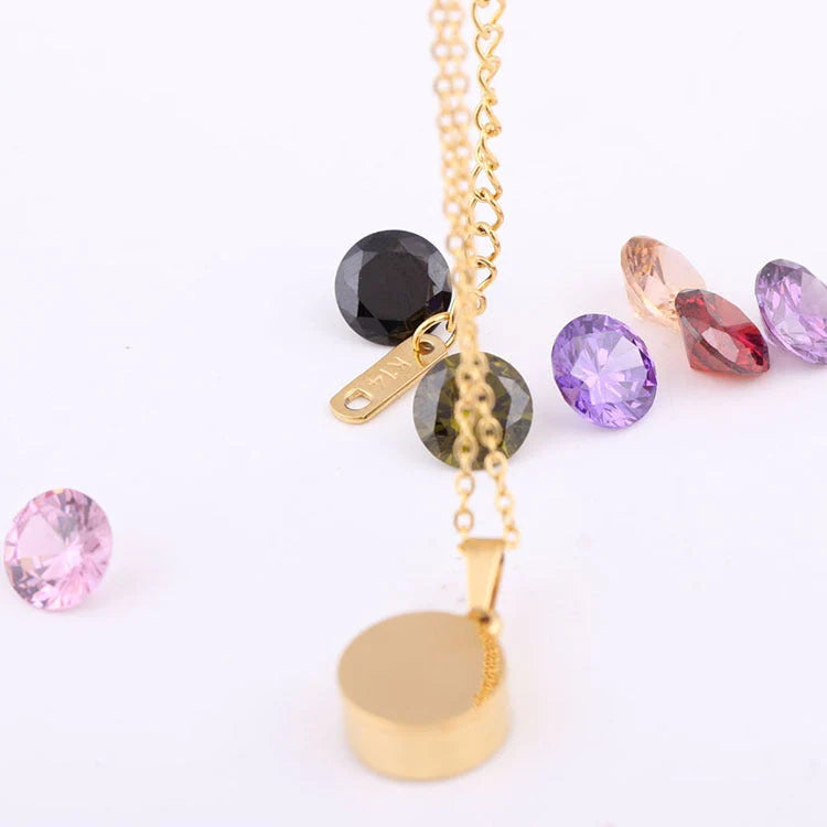 Diamond titanium steel necklace with 8 interchangeable colour options for versatile styling